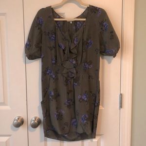 Rebecca Taylor Silk Gray Blue Flowered Print Dress 2